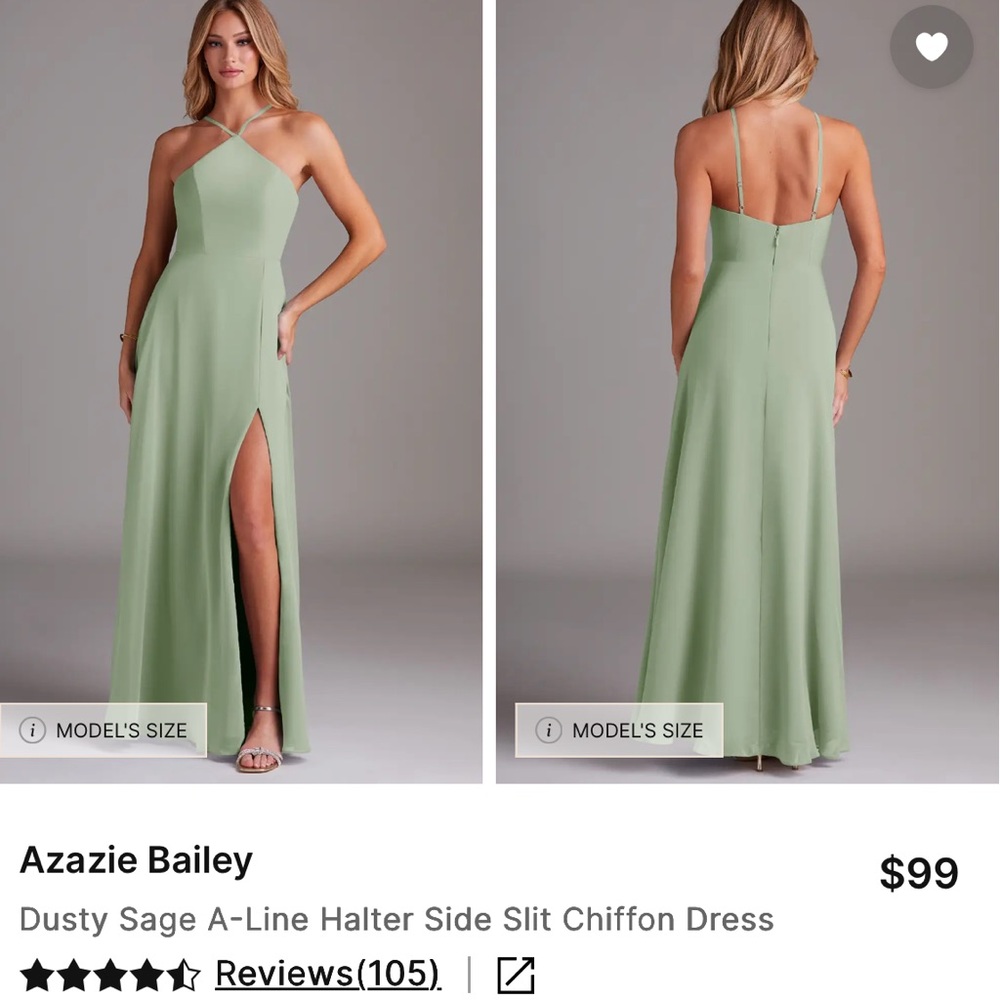 Azazie Dusty Sage A-Line Halter Maxi Dress